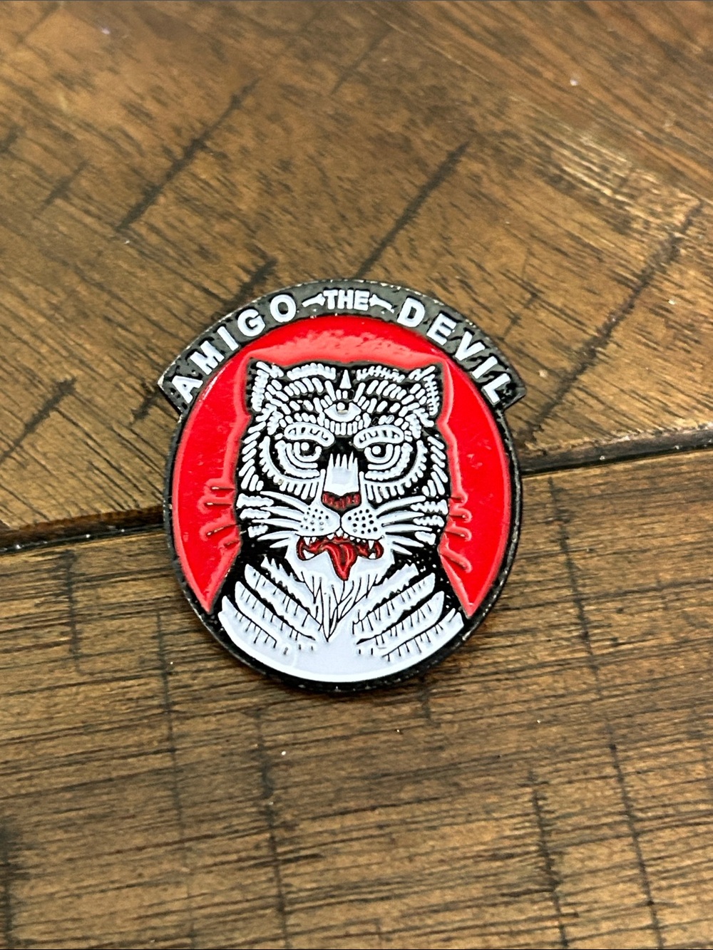 Enamel Pin - Red & White Tiger Design
